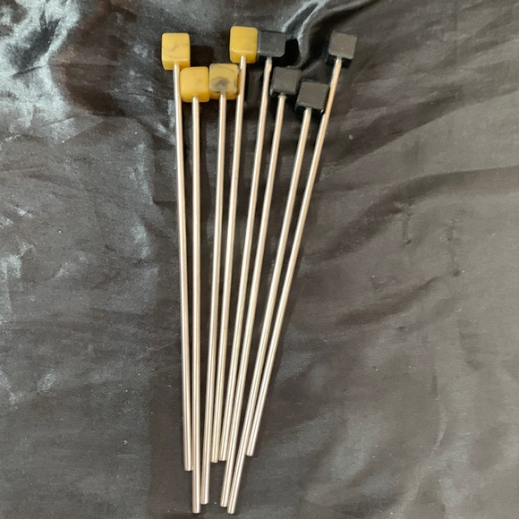 Black/Yellow Stone and Stainless Steel Set of 8 Drink Stirs - Picture 1 of 4